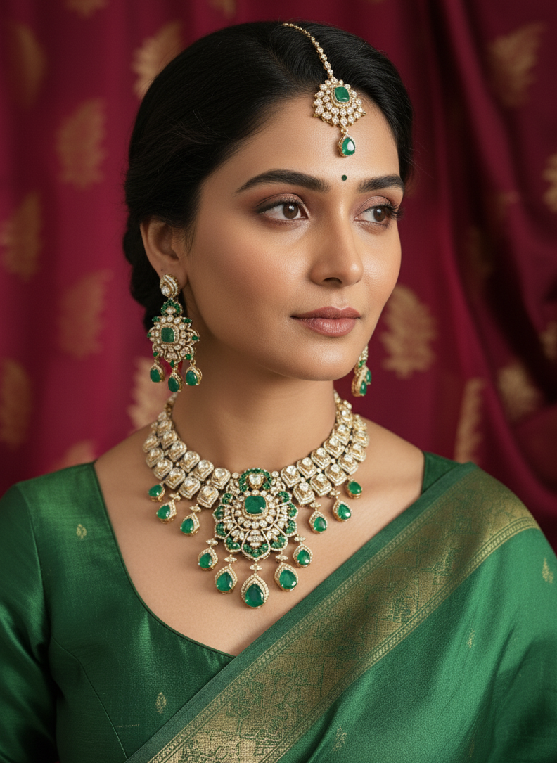 Emerald Majesty Kundan Bridal Set