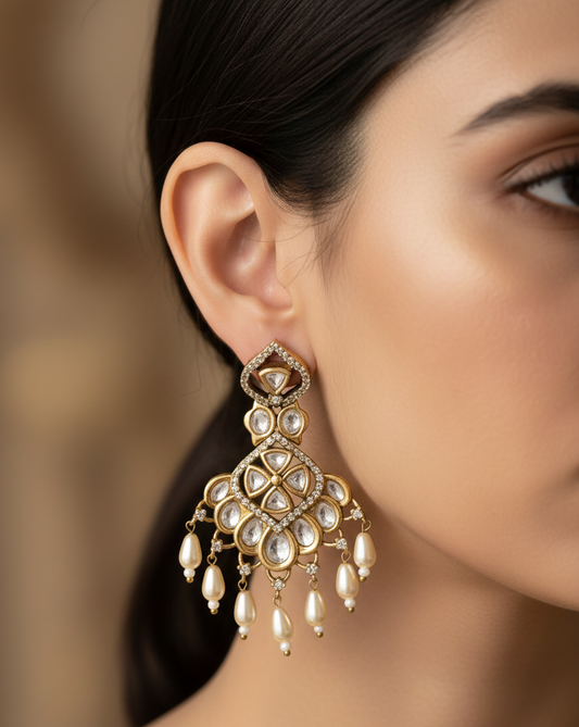 Zarina Kundan Drop Earrings