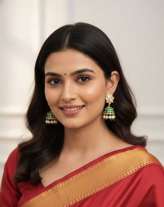 Emerald Blossom Pearl Jhumki