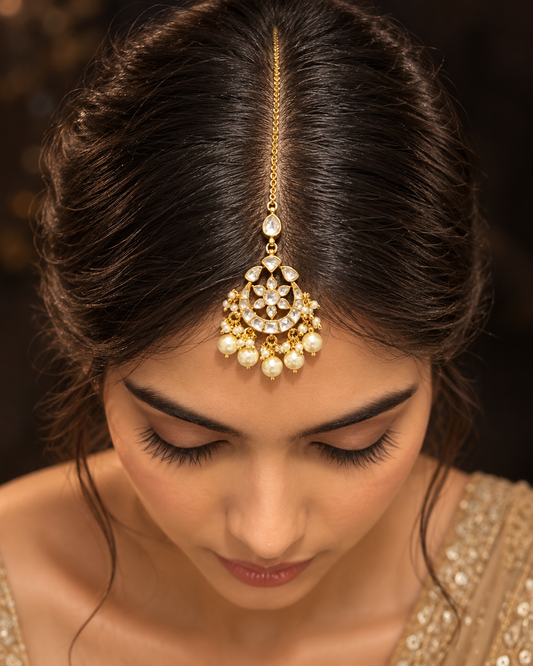 Zariya Pearl Polki Maang Tikka