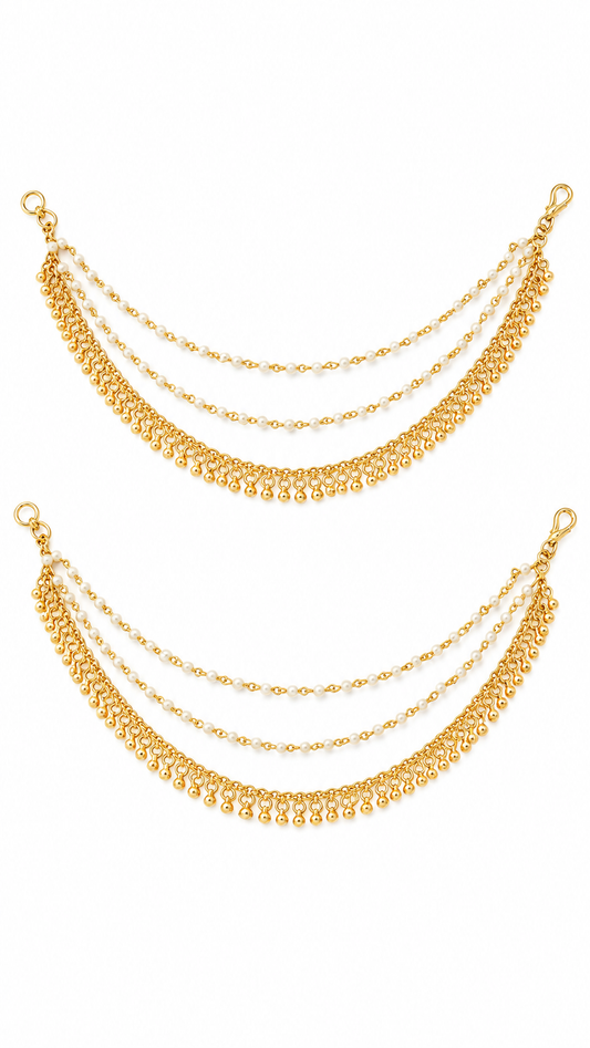 Zehra Ghungroo Gold Ear Chain