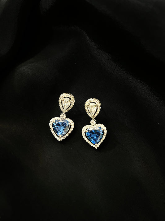 Azure Heart Halo Earrings