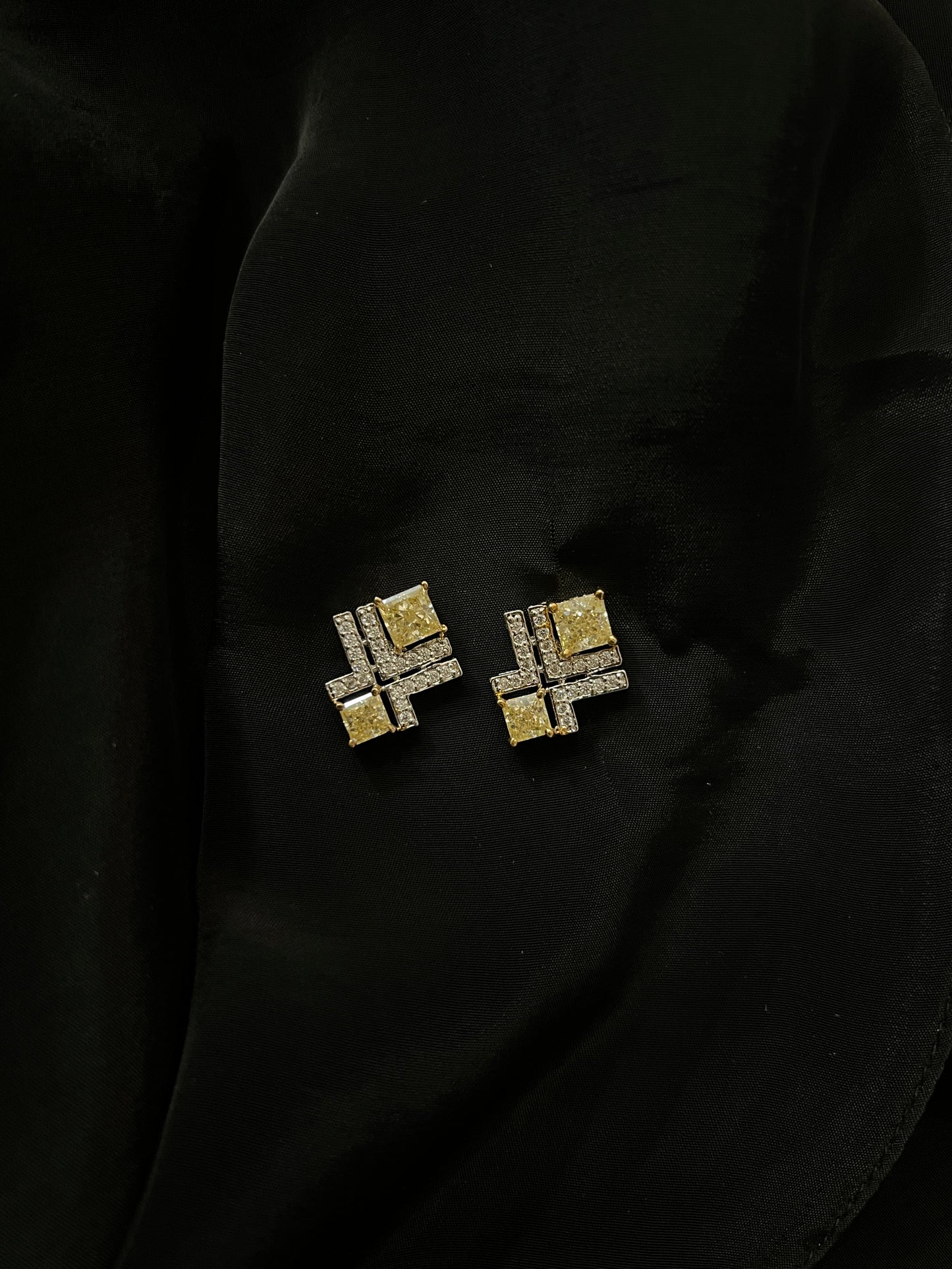 Golden Deco Cross Earrings