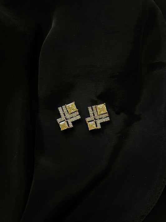 Golden Deco Cross Earrings
