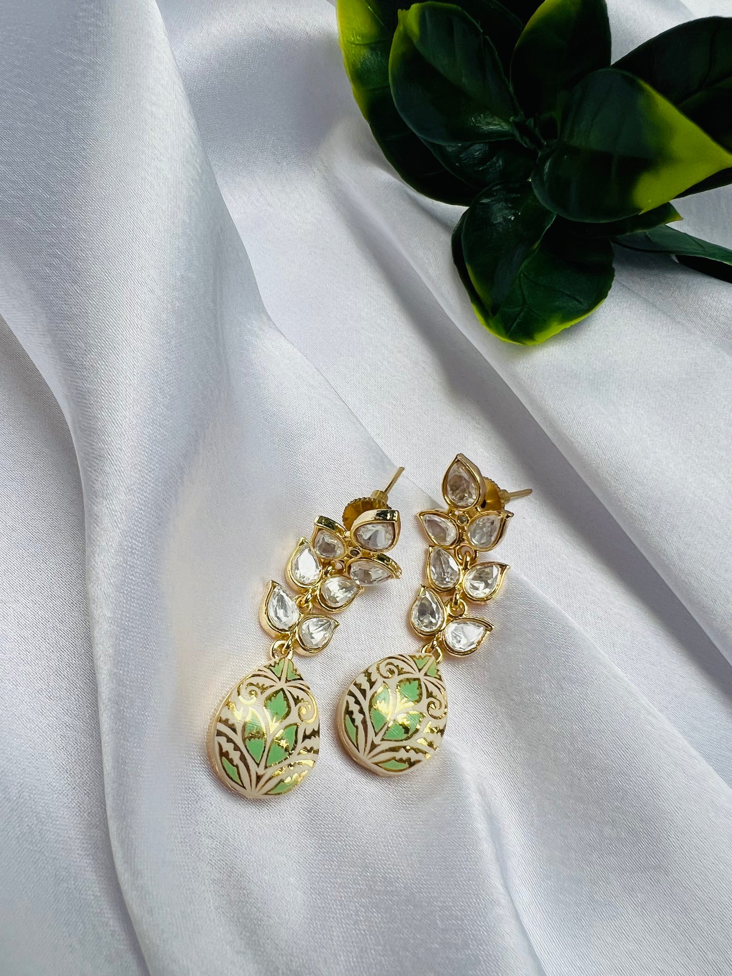 Anjali Leafy Mint Earrings