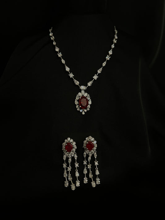 Crimson Majesty Necklace & Earrings Set