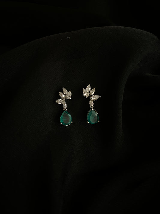 Emerald Petal Drop Earrings