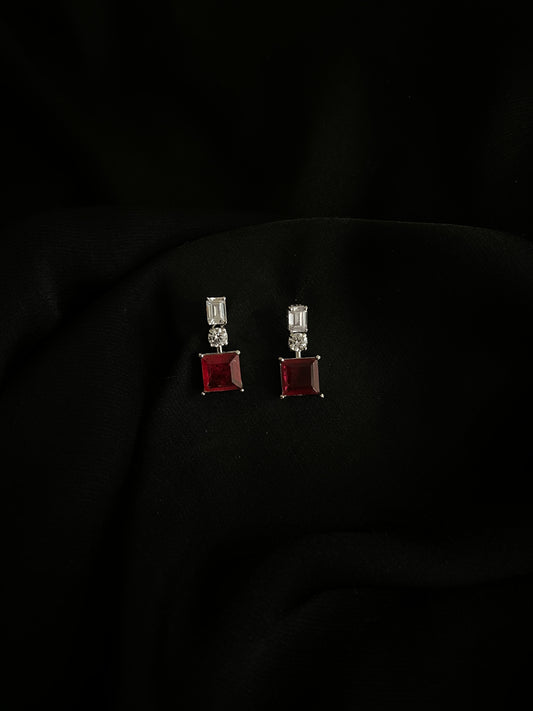 Crimson Cube Elegance Earrings