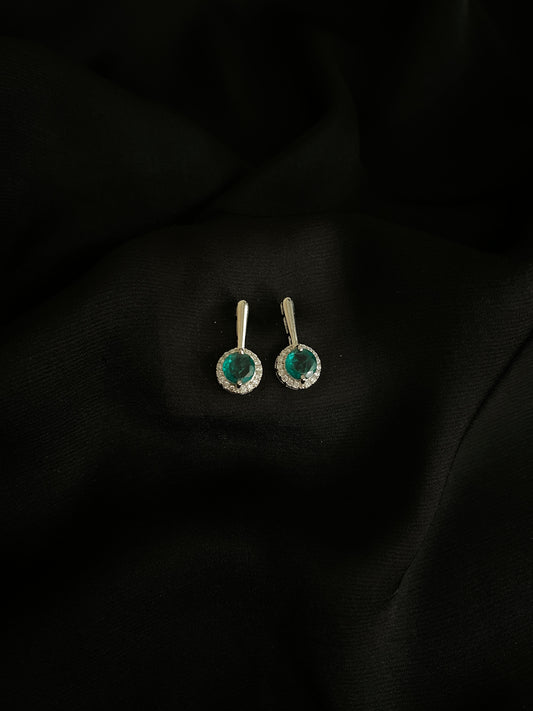 Green Glint Halo Earrings