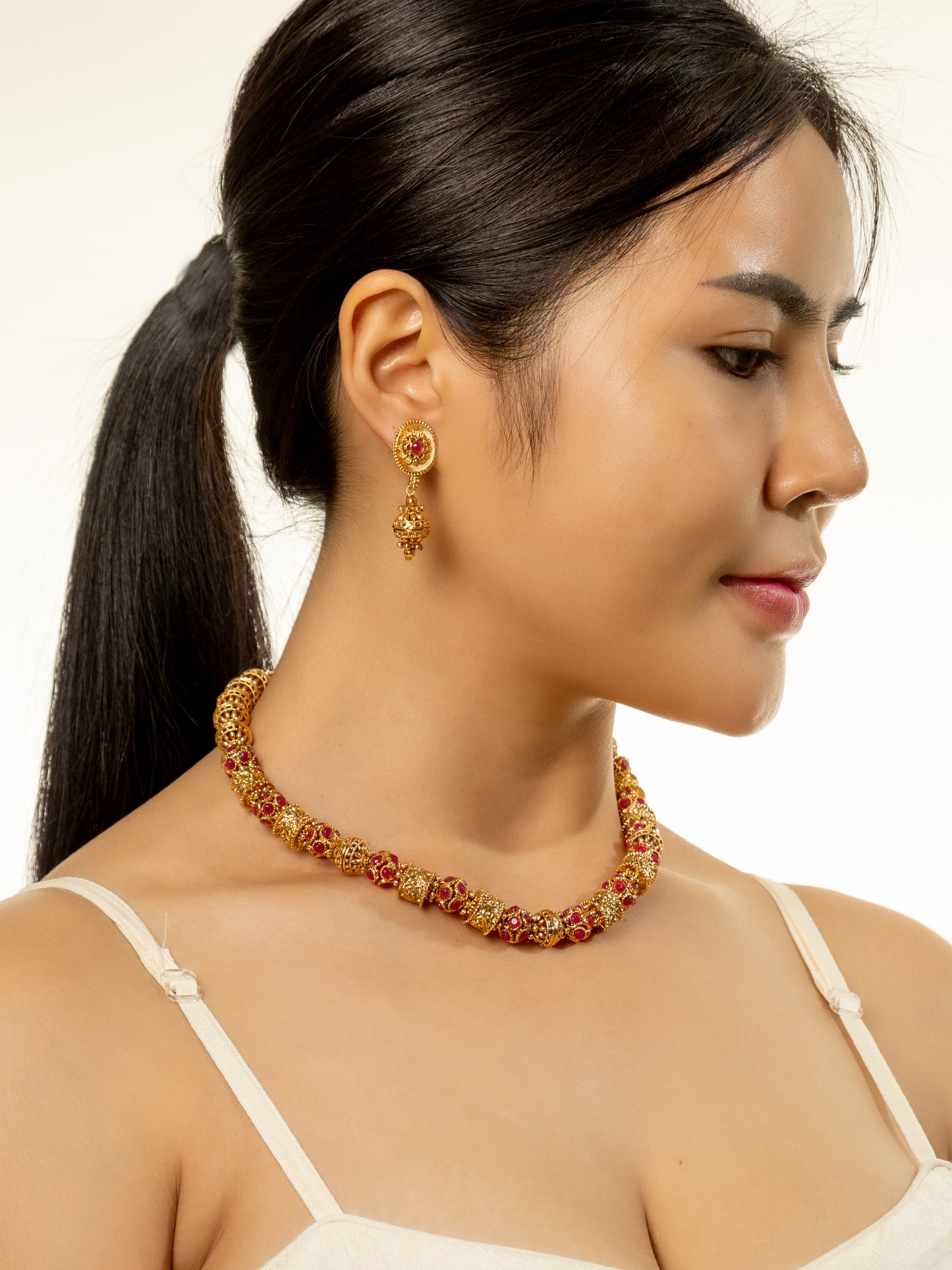 Nandini Ruby Necklace with Earrings