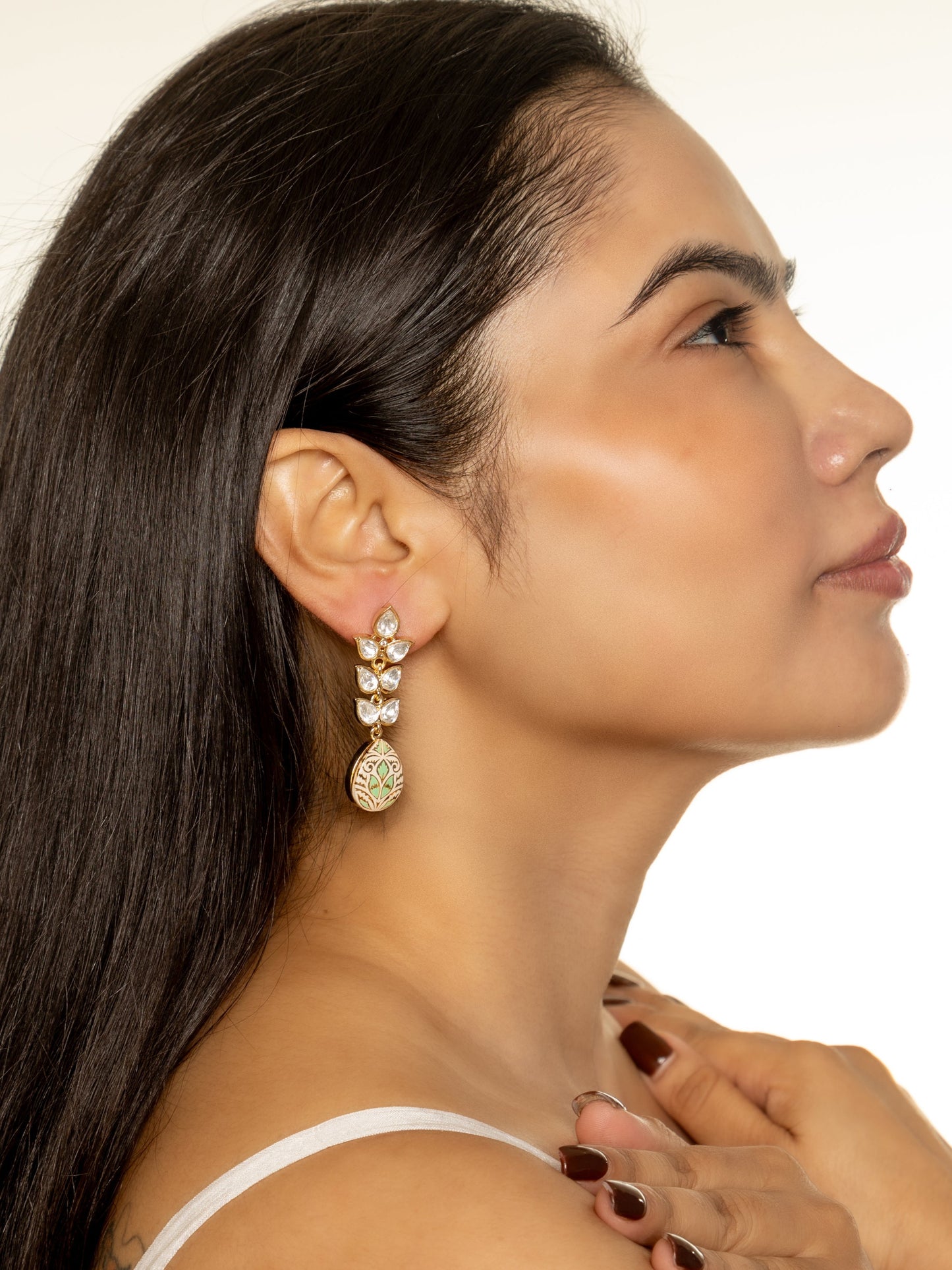 Anjali Leafy Mint Earrings