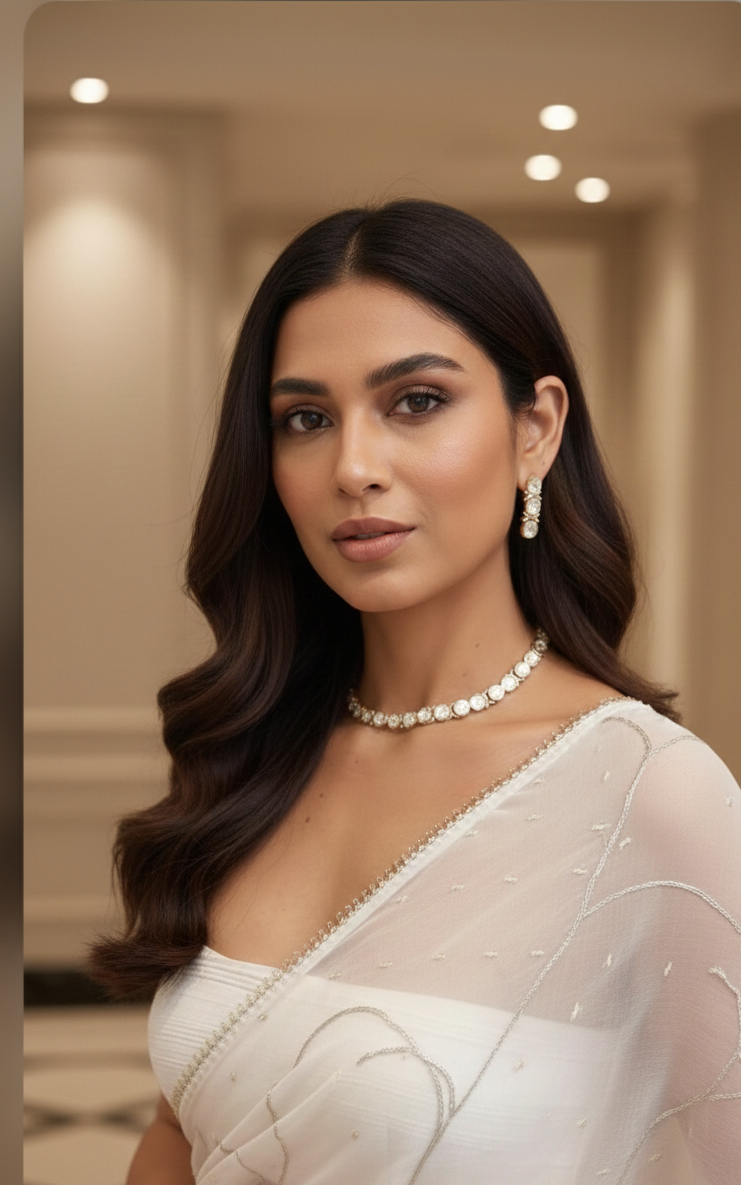 Kiara Classic Polki Line Necklace Set