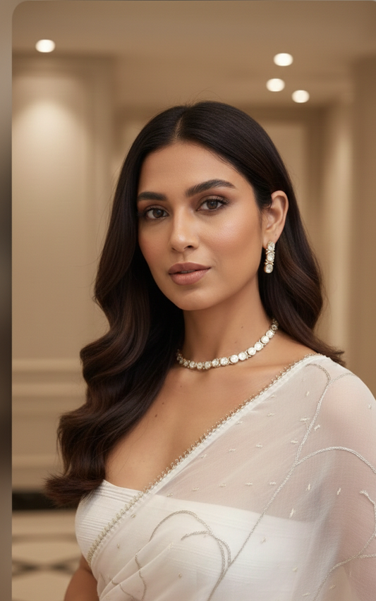 Kiara Classic Polki Line Necklace Set