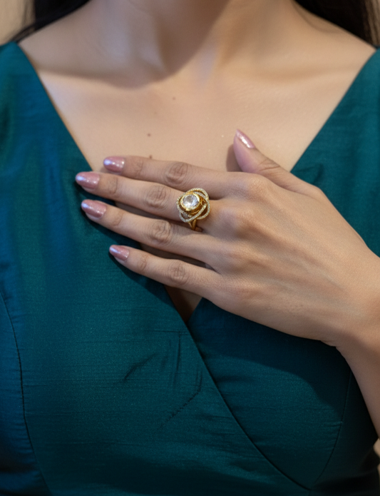 Kiara Knot Crystal Statement Ring