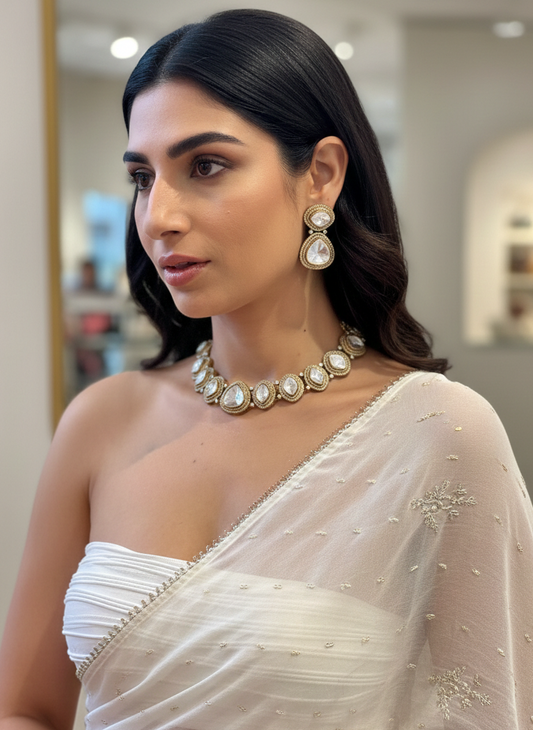 Noor Classic Polki Cushion Necklace Set