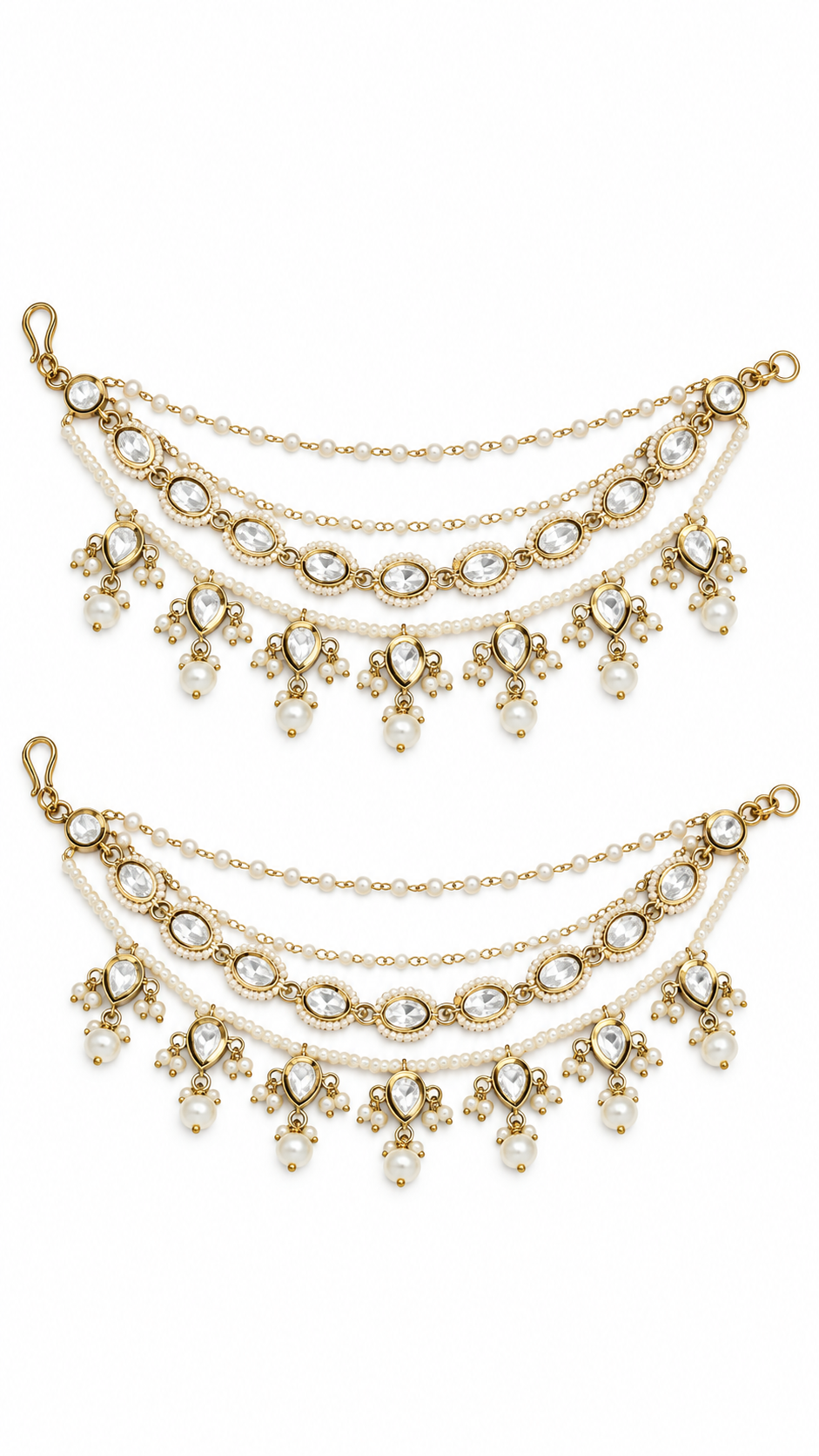 Noor Pearl Kundan Ear Chain