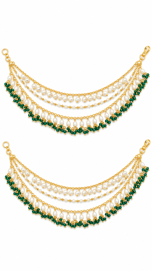 Aarika Emerald Pearl Ear Chain