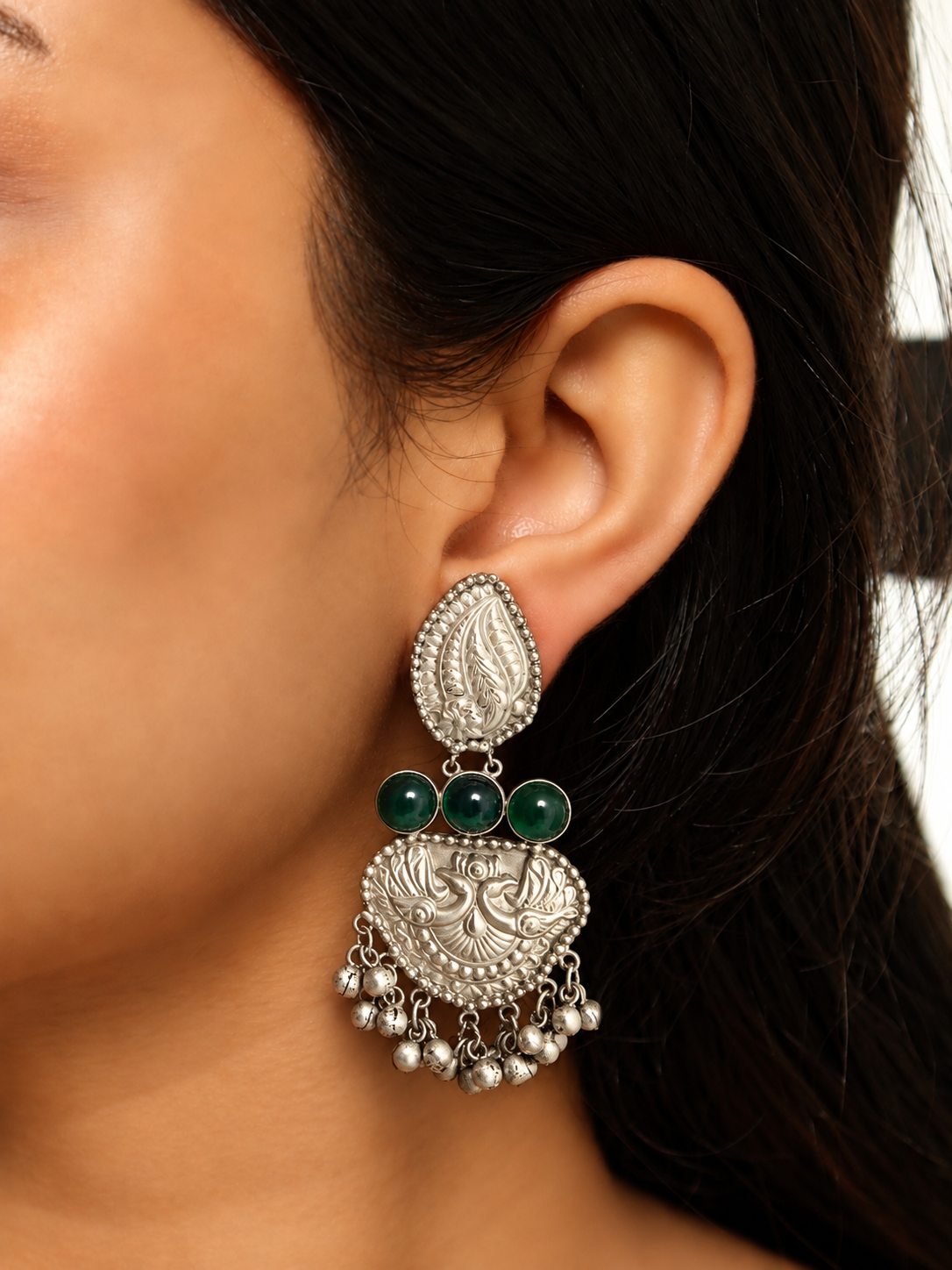 Vaidehi Emerald Tribal Drop Earrings