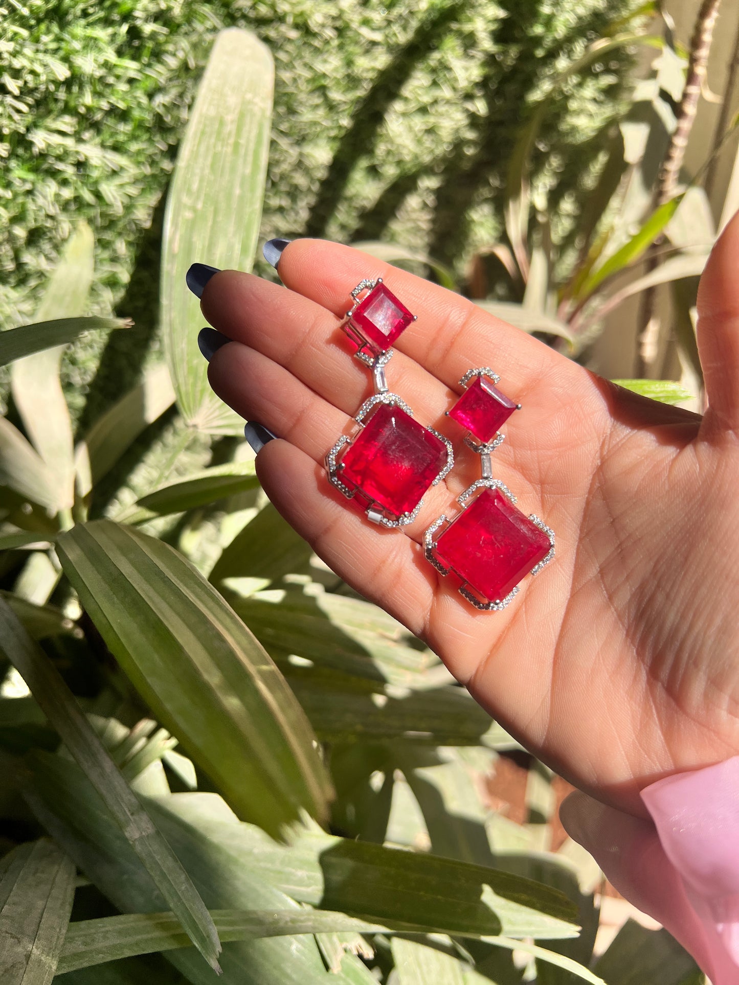 Rosaluxe Ruby Square Earrings