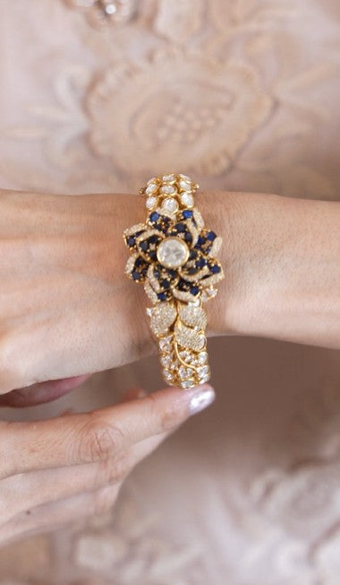 Royal Blue Blossom Polki Royale Kada