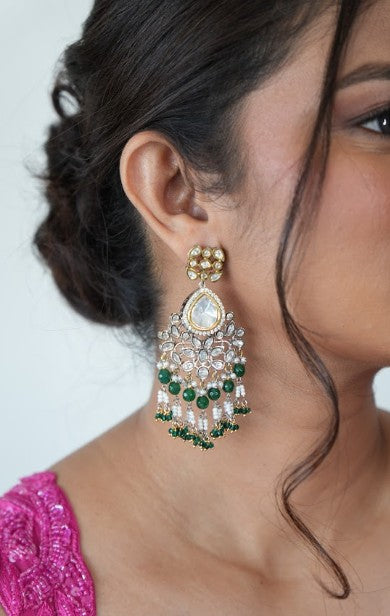Meher Noor Pearl Polki Chand Earrings
