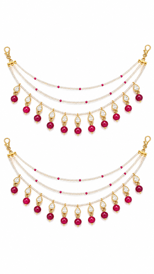 Ruhani Ruby Pearl Ear Chain