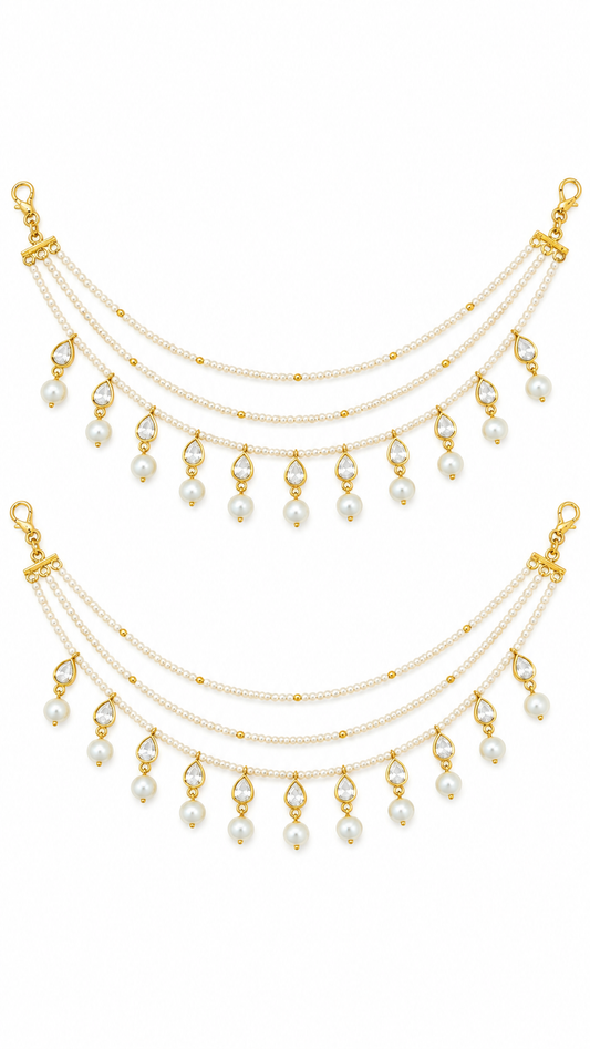 Aaira Pearl Kundan Ear Chain