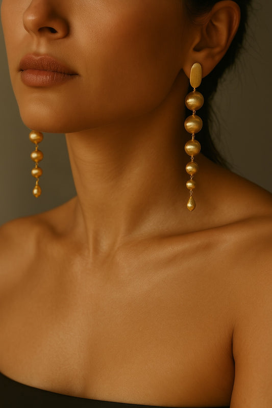 Golden Pebble Drop Earrings