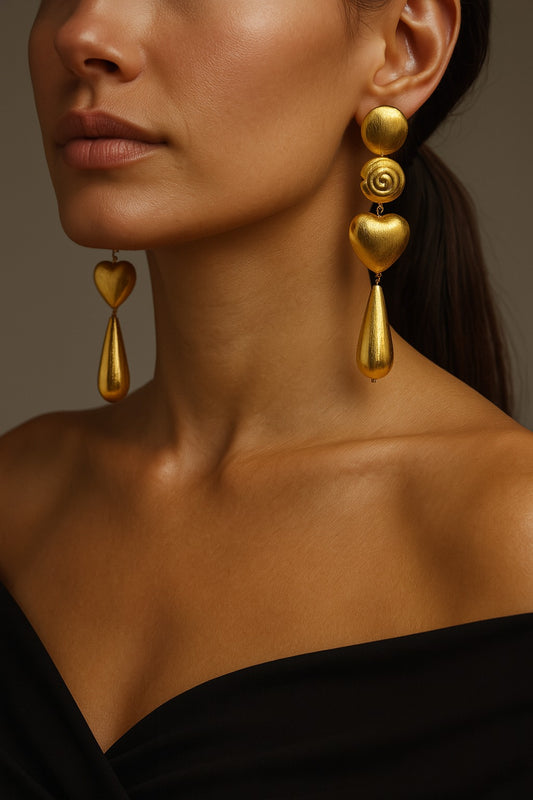 Golden Muse Heartfall Earrings