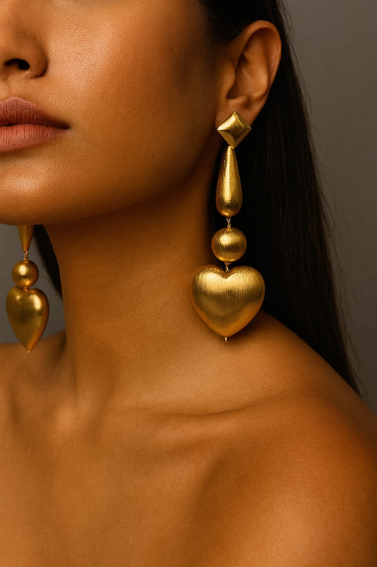 Golden Heartflare Drop Earrings