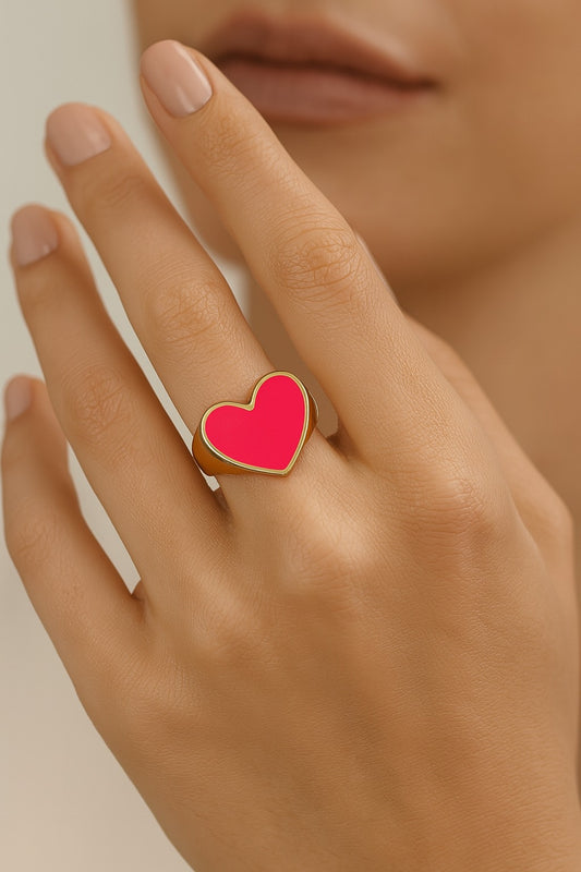 Bold Love Heart Ring – Hot Pink