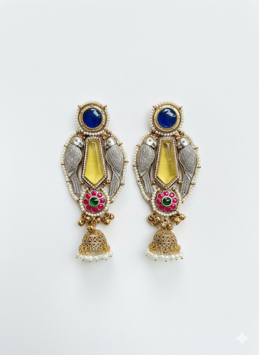 Royal Parrot Charm Jhumkas