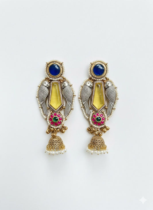 Royal Parrot Charm Jhumkas