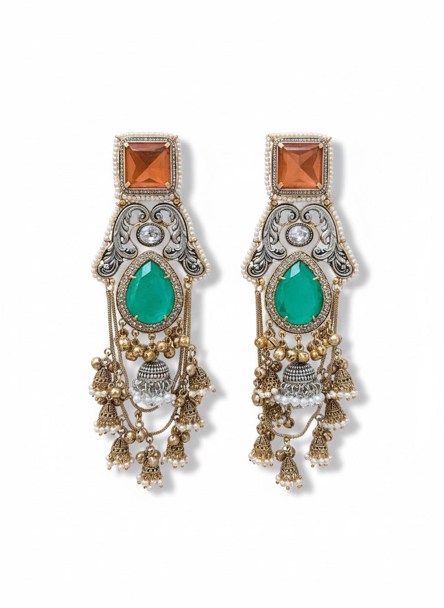 Emerald Flame Cascade Earrings