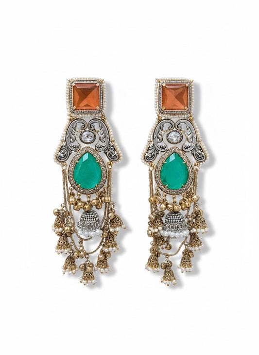 Emerald Flame Cascade Earrings