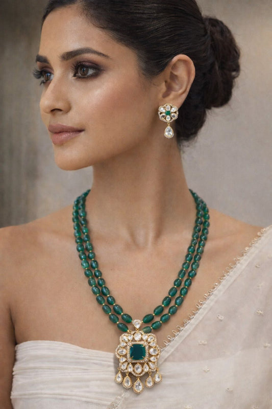 Verdant Heirloom Kundan Royale Necklace and Earrings
