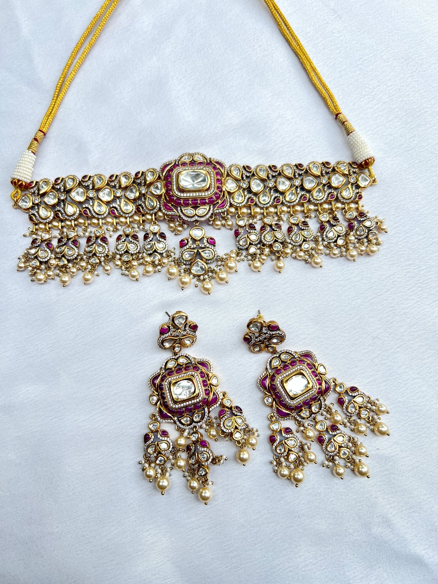 Maharani Padma Ruby Kundan Statement Necklace Set