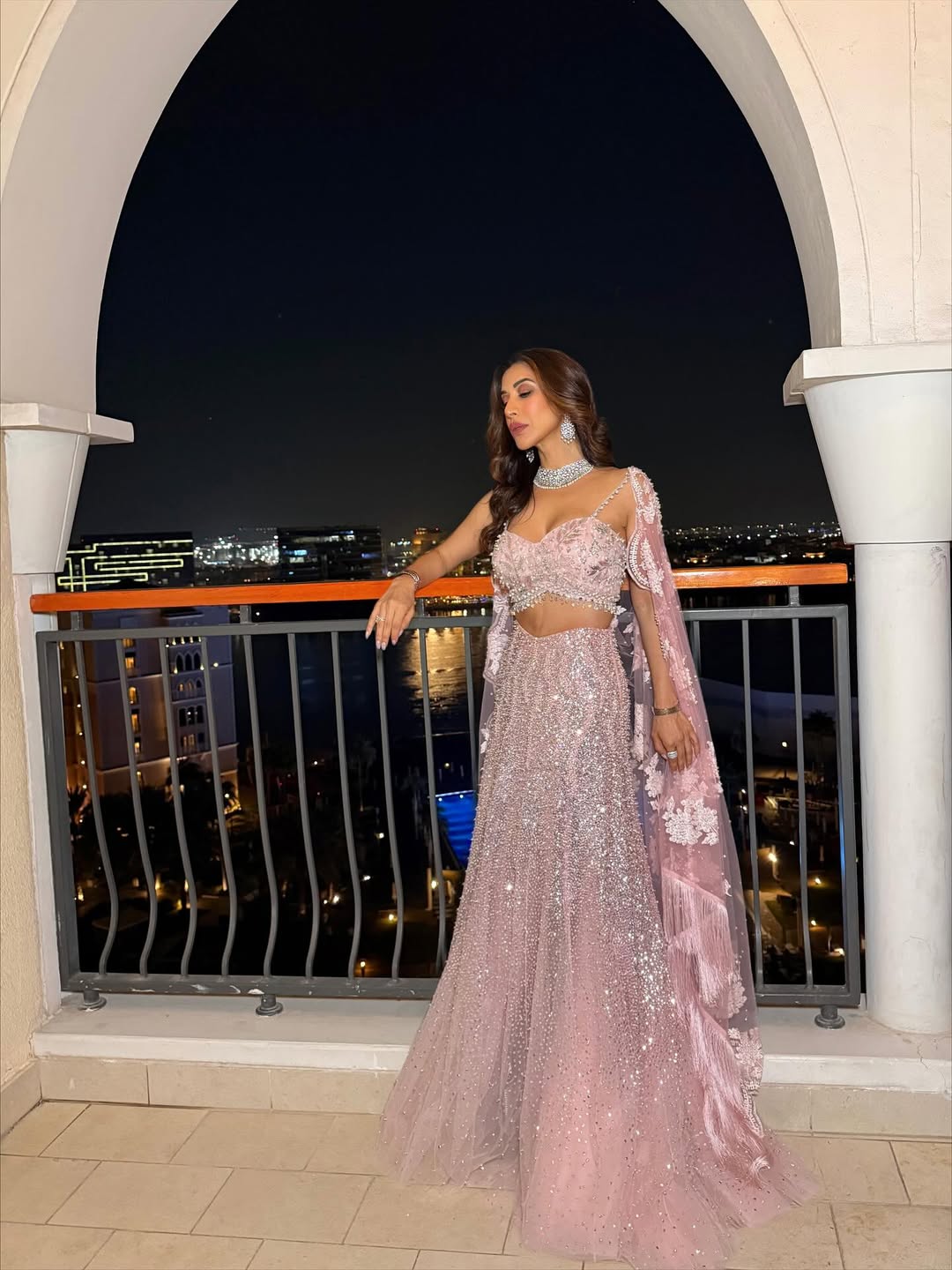 Pretty in pink wearing Azotiique and Manish Malhotra