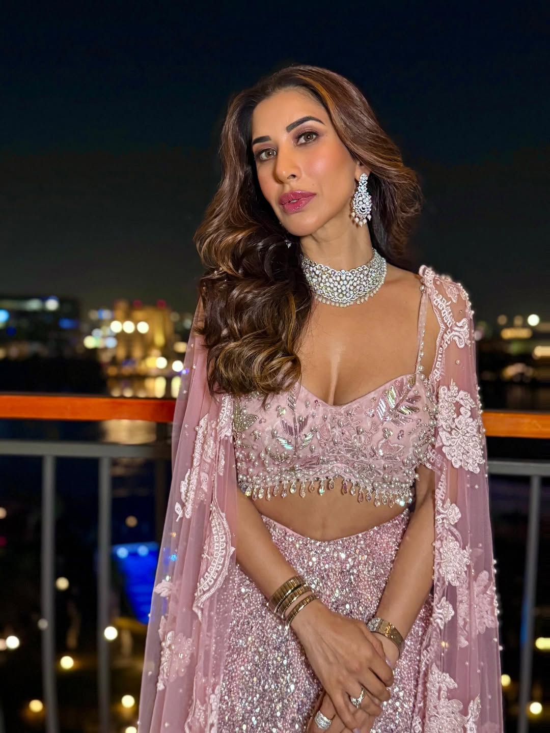 Pretty in pink wearing Azotiique and Manish Malhotra