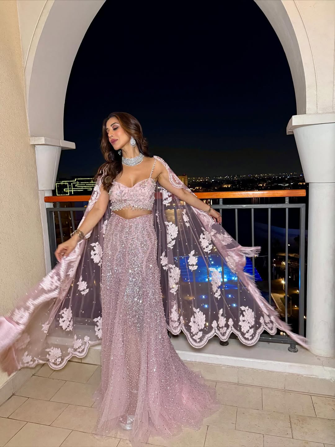 Pretty in pink wearing Azotiique and Manish Malhotra