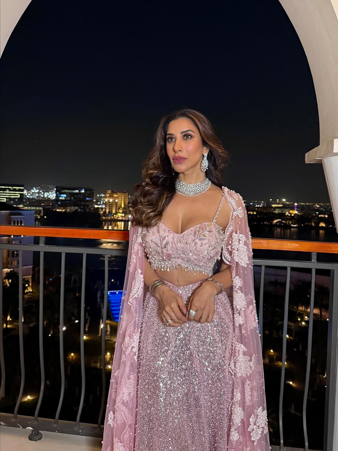 Pretty in pink wearing Azotiique and Manish Malhotra