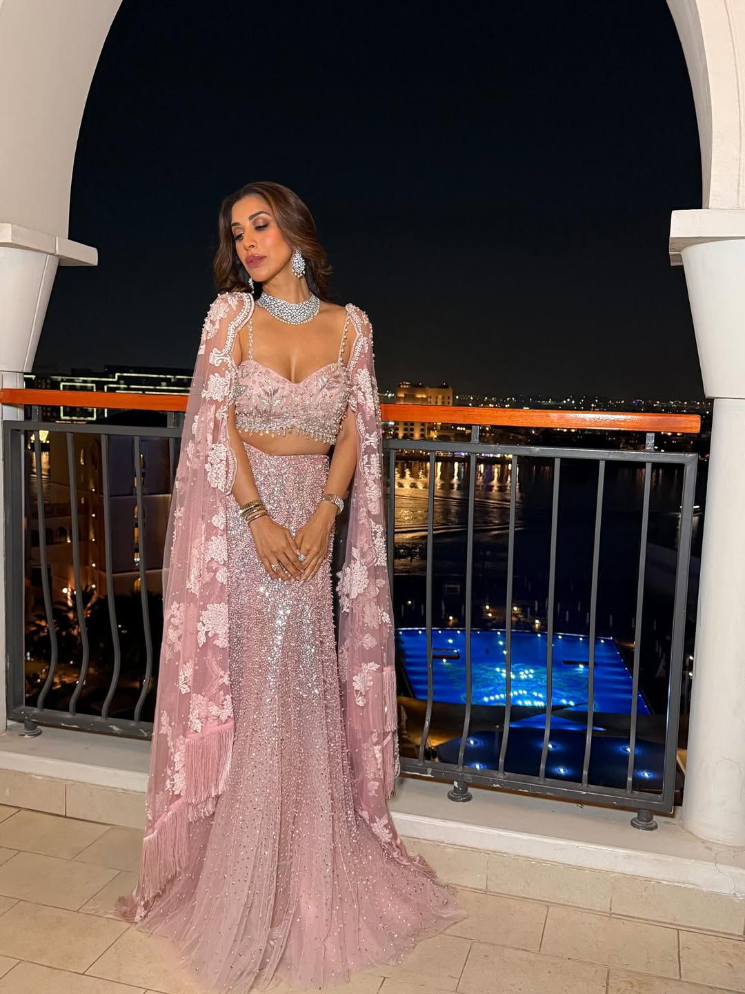 Pretty in pink wearing Azotiique and Manish Malhotra