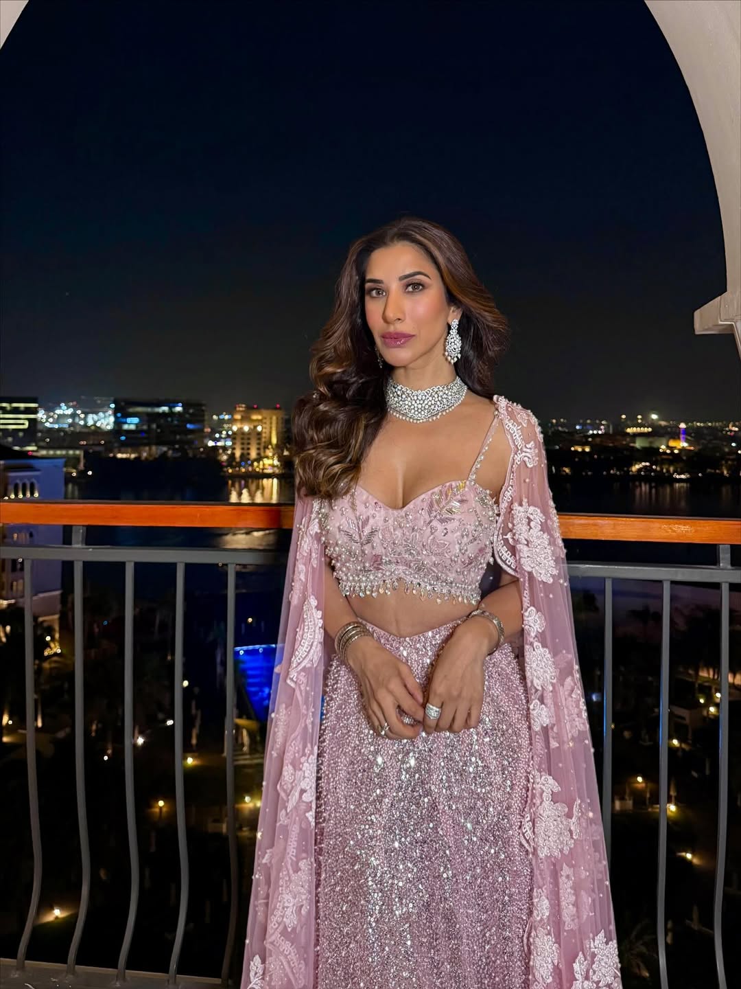 Pretty in pink wearing Azotiique and Manish Malhotra
